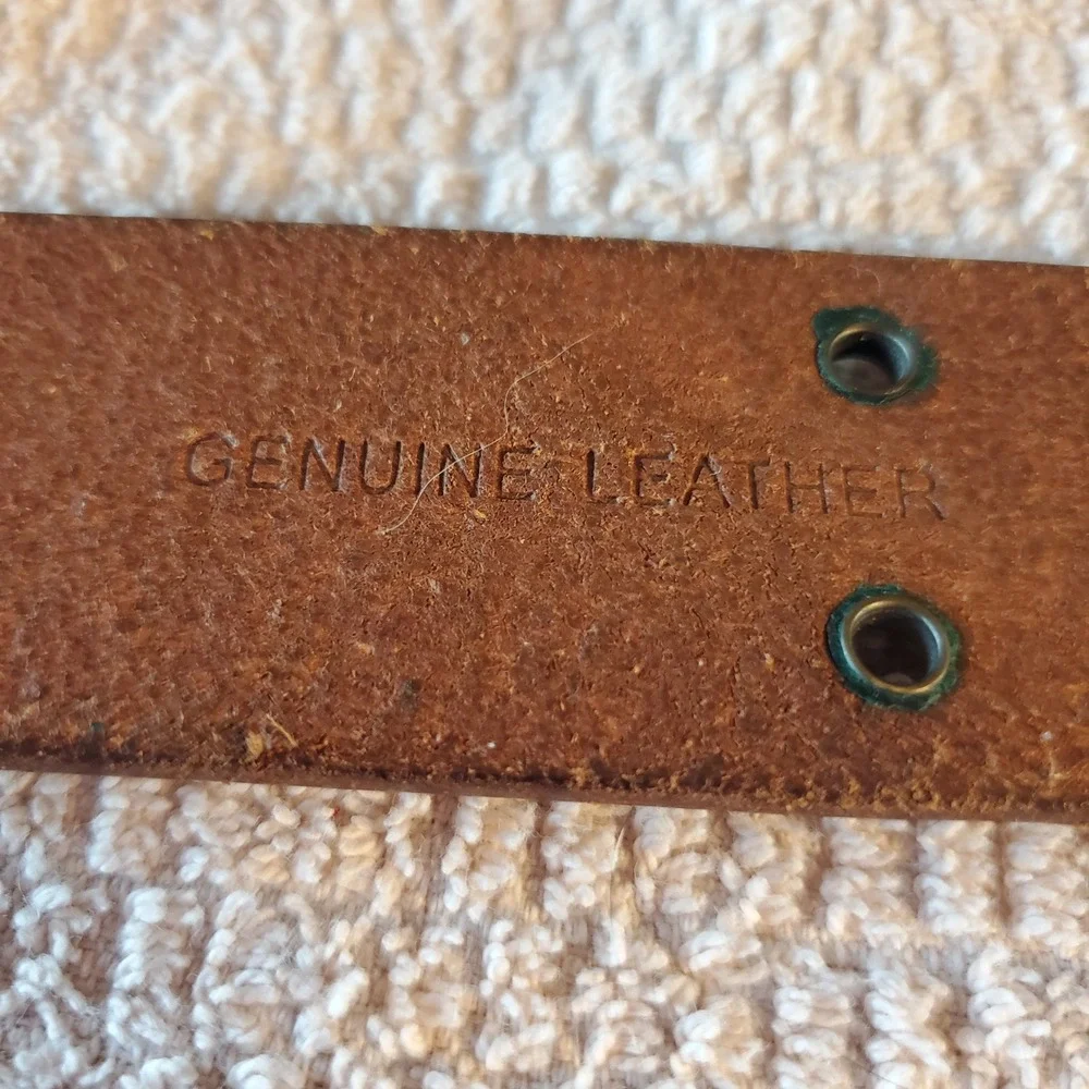 Amanda Smith Brown Leather Double‎ Prong Grommet Belt Womens Small RN13711